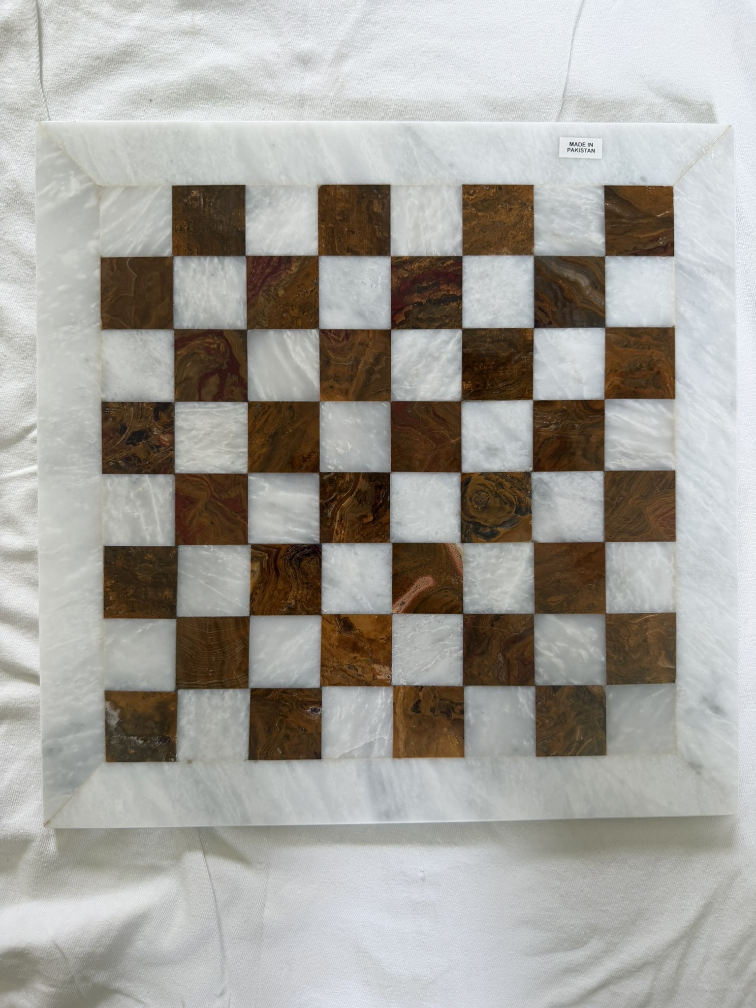 Red & White 12 in Marble Chess Set with pieces